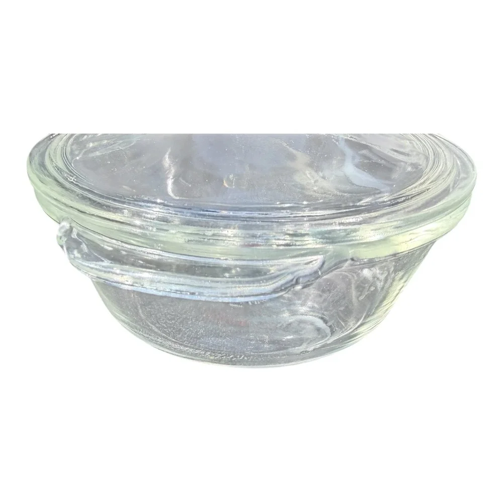 Fire King Casserole Dish 1 PT Clear Glass Round Lidded 405 USA VTG Kitchenware